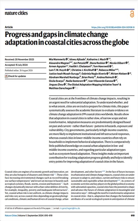 Progress And Gaps In Climate Change Adaptation In Coastal Cities Across The Globe Nature Cities Progress And Gaps In Climate Change Adaptation In Coastal Cities Across The Globe Nature Cities
