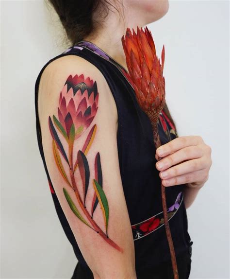 Protea Flower Done By Ronnie At Premiere Tattoo Myrtle Beach R Tattoo