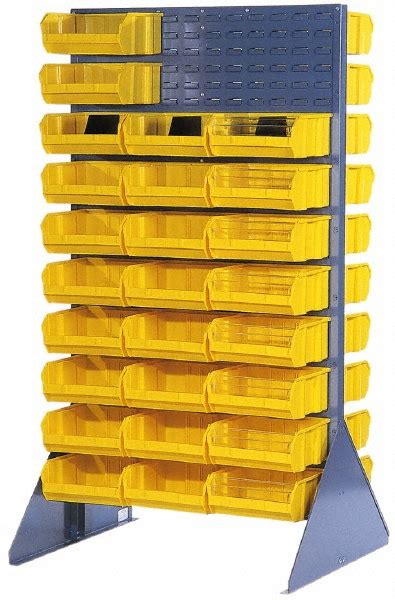 Quantum Storage Systems 2 100 Lb Capacity 18 Deep X 36 Wide X 39 High Steel Floor Rack 1 Side 48 Blue Polyethylene Polypropylene Bins 1839 103 Bl 48521017 Penn Tool Co Inc