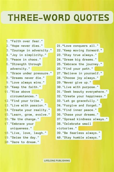 Inspirational Quotes Three Words