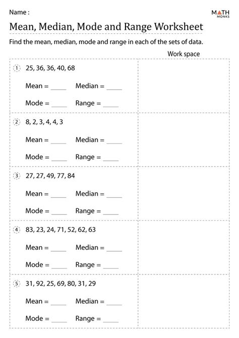 Range Mode Median And Mean Worksheets Printable Word Searches Range Mode Median And Mean Worksheets Printable Word Searches