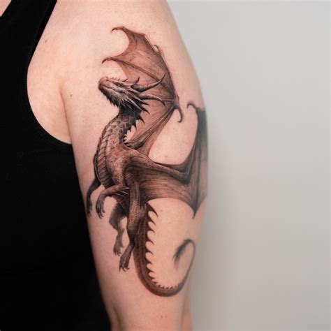 Realistic Dragon Tattoo On Shoulder Bold Ink Artistry 1417193 Clipart Library