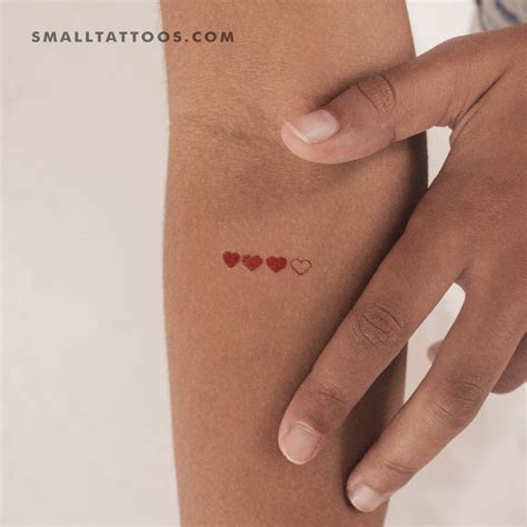 Red Loading Hearts Temporary Tattoo Set Of 3 Small Tattoos Red Loading Hearts Temporary Tattoo Set Of 3 Small Tattoos