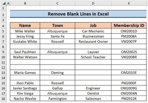 Remove Empty Lines in Excel