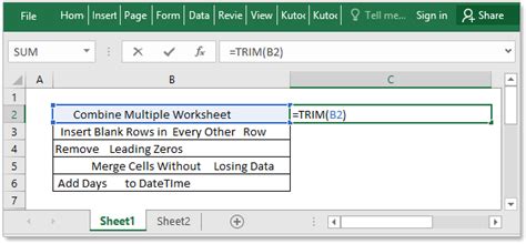 Remove Space Before Text Excel