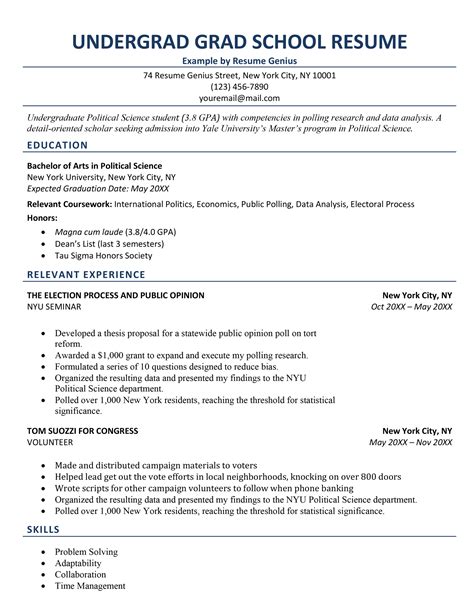 5 Tips Graduate Resume