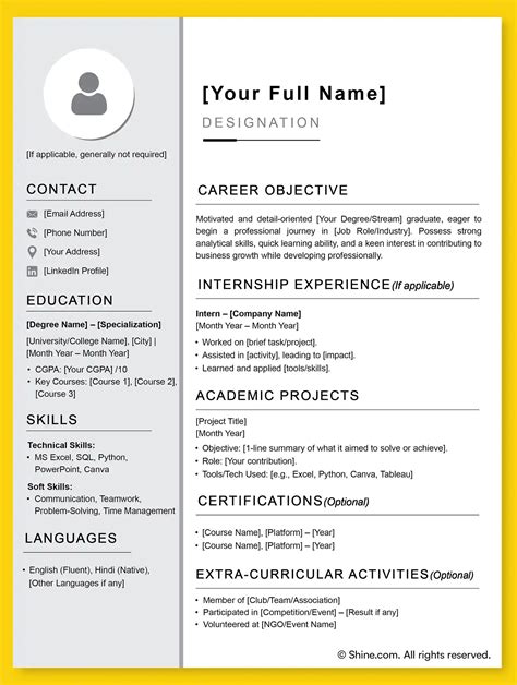 Resume Format For Freshers With Sample Ultimate Guide 2025