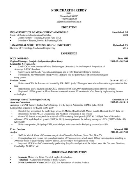 Wharton Resume Examples