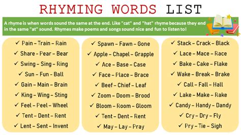 Rhyming Words List Of 300 Rhyming Words For Kids Engrabic Rhyming Words List Of 300 Rhyming Words For Kids Engrabic