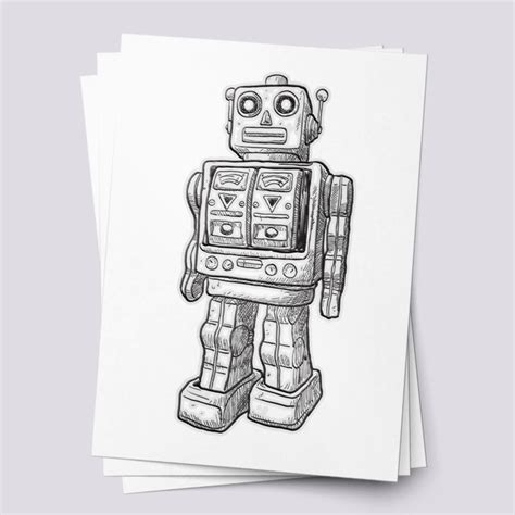 Robot Retro Toy Temporary Tattoo For Kids Vintage Fun Ducky Street Robot Retro Toy Temporary Tattoo For Kids Vintage Fun Ducky Street