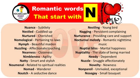Romantic Words That Start With N Love Words With N Vocabulary Point Romantic Words That Start With N Love Words With N Vocabulary Point