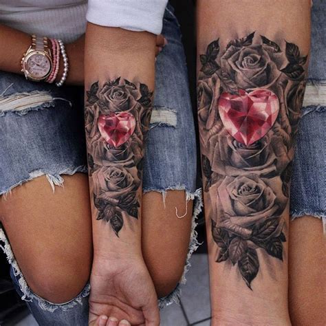 Ruby Heart Roses Arm Tattoo Ruby Heart Roses Arm Tattoo