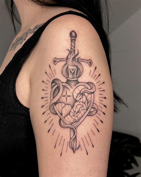 Sacred Heart Sword Tattoos
