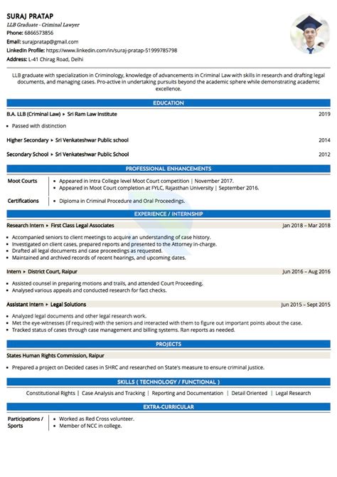 Sample Resume Of Law Graduate Llb With Template Writing Guide Resumod Co