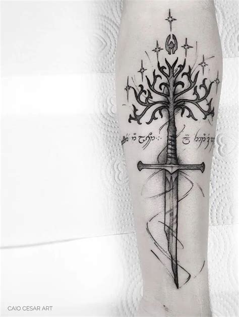 Simple Lotr Tattoo White Ink The White Tree Of Gondor Tattoo Aragorn Sword Narsil Simple Lotr Tattoo White Ink The White Tree Of Gondor Tattoo Aragorn Sword Narsil