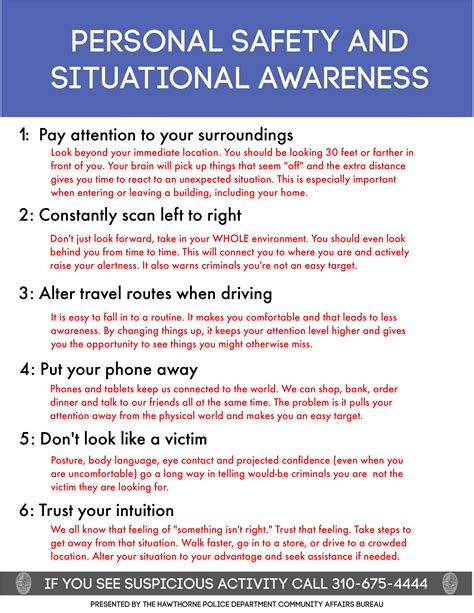 Situational Awareness Tips Hawthorne Police Situational Awareness Tips Hawthorne Police