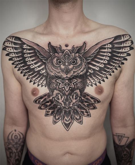 Small Owl Tattoo On Chest Small Owl Tattoo On Chest