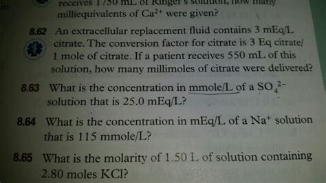 Solved An Extracellular Replacement Fluid Contains 3 Meq L Chegg Com Solved An Extracellular Replacement Fluid Contains 3 Meq L Chegg Com