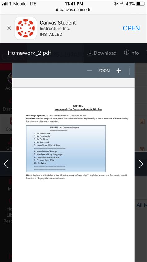 Solved L T Mobile Lte 11 41 Pm Canvas Csun Edu Canvas Chegg Com