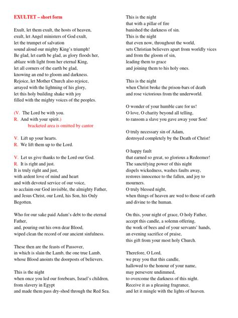 Songs For Easter Vigil Exultet Glory To God Song Of The Sea Exodus 15 Pdf Theology