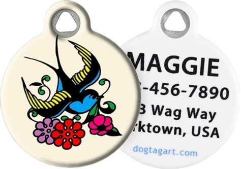 Sparrow Tattoo Dog Tag Art Id Tag