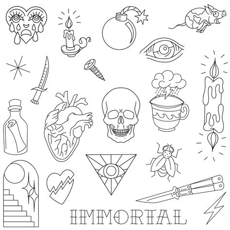 Stencils Immortal Tattoo Designs Ready To Use Easy To Apply Traditional Retro American Eye And Heart Handpoke And Stick Poke Stencils Immortal Tattoo Designs Ready To Use Easy To Apply Traditional Retro American Eye And Heart Handpoke And Stick Poke