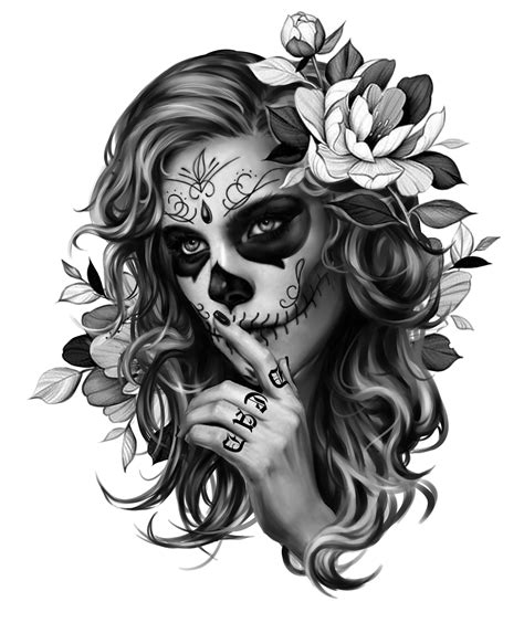 Sugar Skull Girl Back Tattoo Sugar Skull Girl Back Tattoo