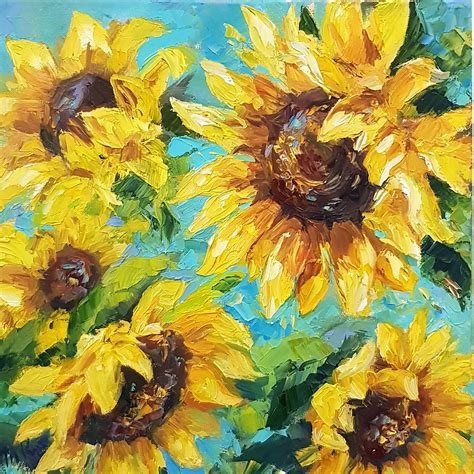 Sunflower Oil Painting Impasto Original Art Flower Inspire Uplift Sunflower Oil Painting Impasto Original Art Flower Inspire Uplift