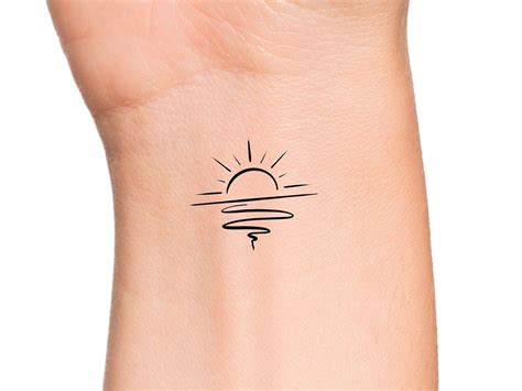 Sunset Temporary Tattoo Sea Sunset Tattoo Sunset And Waves Temporary Tattoo Bohemian Temporary Tattoo Boho Tattoo Travel Gift Idea