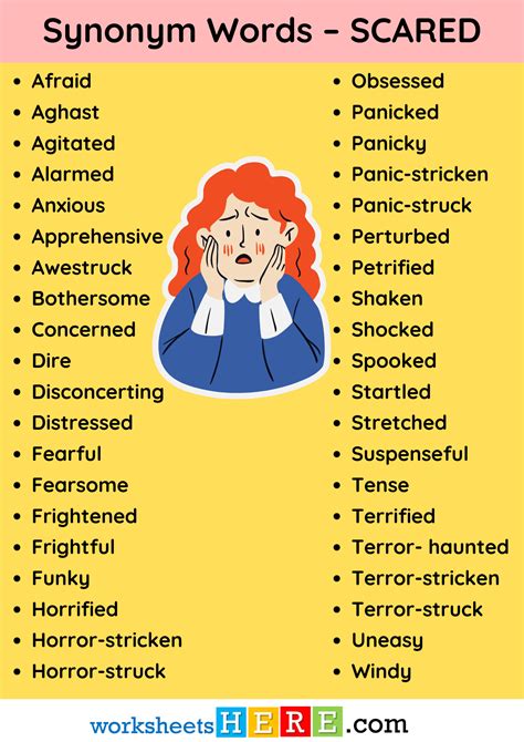 Synonym Words Related To Scared Pdf Worksheet For Students And Kids Worksheetshere Com