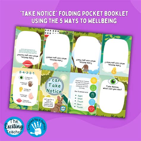 Take Notice Folding Pocket Booklet Using The 5 Ways To Wellbeing Exciting Teacher Hub