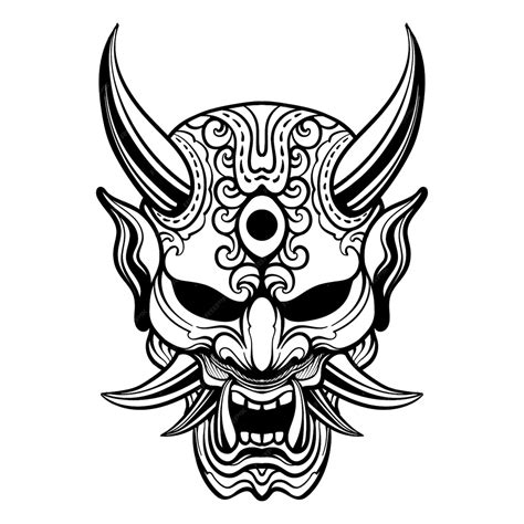 Tattoo Design Hannya Mask Black And White Premium Vector Tattoo Design Hannya Mask Black And White Premium Vector