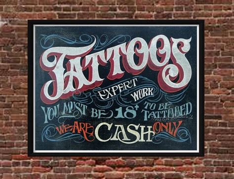 Tattoo Shop Policy Print Art Decor Print Vintage Style Ink Flash Poster Ebay