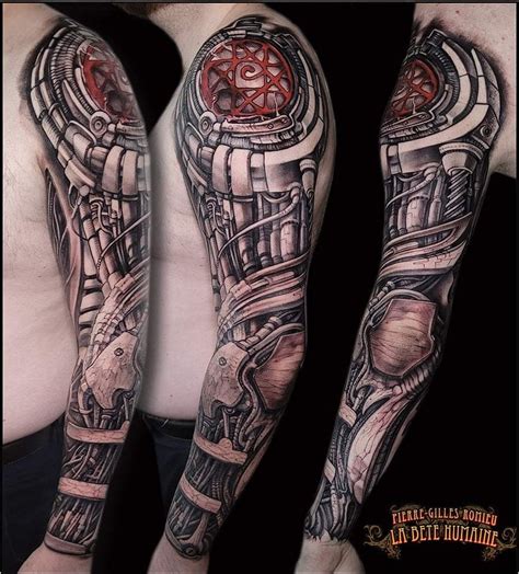 Tattoos On Dark Skin Mechanical Concept Tattoo