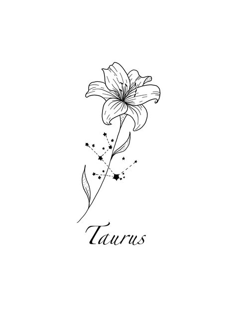Taurus Constellation Tattoo Flower Tattoo Design Etsy Taurus Constellation Tattoo Flower Tattoo Design Etsy