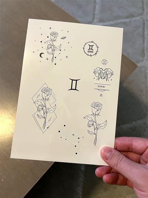 Temporary Tattoo 7 Gemini Horoscope Temp Tattoos For Women And Men Original Art Tattoo Design Etsy Temporary Tattoo 7 Gemini Horoscope Temp Tattoos For Women And Men Original Art Tattoo Design Etsy