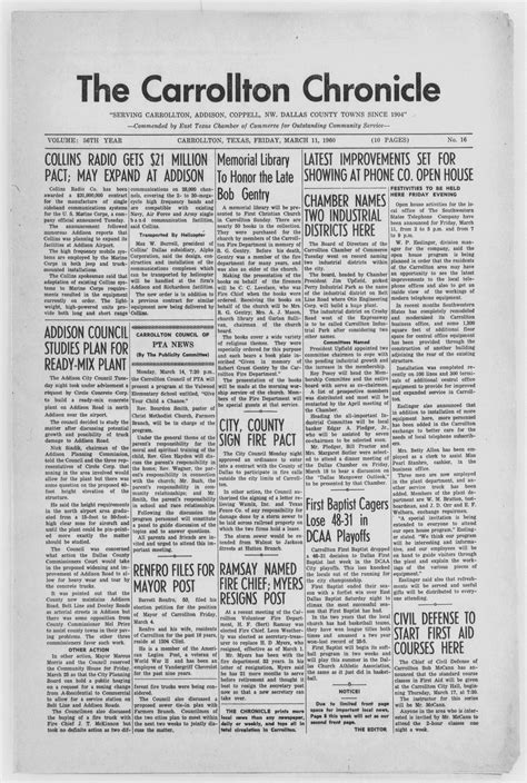 The Carrollton Chronicle Carrollton Tex Vol 50Th Year No 33 Ed 1 Friday June 25 1954 Page 1 Of 4 The Portal To Texas History The Carrollton Chronicle Carrollton Tex Vol 50Th Year No 33 Ed 1 Friday June 25 1954 Page 1 Of 4 The Portal To Texas History