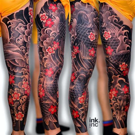 This Full Sleeve Color Tattoo Brings Together Two Powerhouse Symbols Of Japanese Ink Culture The Koi Fish And The Oni Mask Designed And Tattooed In Our Bangkok Tattoo Studio Every Detail Of This This Full Sleeve Color Tattoo Brings Together Two Powerhouse Symbols Of Japanese Ink Culture The Koi Fish And The Oni Mask Designed And Tattooed In Our Bangkok Tattoo Studio Every Detail Of This