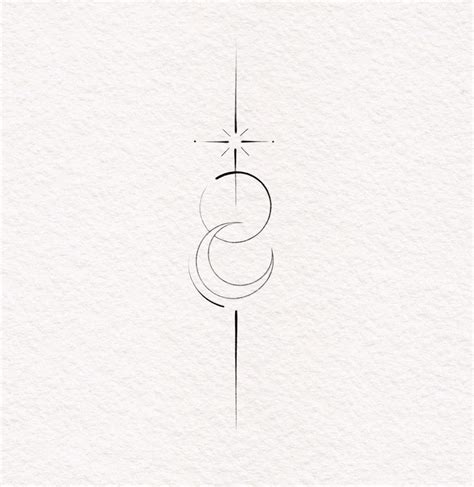 This Is A Fine Line Sternum Tattoo Featuring A Symmetrical Ornamental Design With A Crescent Moon At Its Center Radiating Lines And Dots Create A Sense Of Movement And Light At The This Is A Fine Line Sternum Tattoo Featuring A Symmetrical Ornamental Design With A Crescent Moon At Its Center Radiating Lines And Dots Create A Sense Of Movement And Light At The