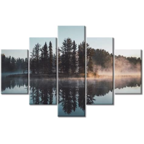 Tishiron 5Pcs Framed Landscape Theme Canvas Wall Art Set 60 Amp Quot X40 Amp Quot Trees With Misty Lake Tishiron 5Pcs Framed Landscape Theme Canvas Wall Art Set 60 Amp Quot X40 Amp Quot Trees With Misty Lake