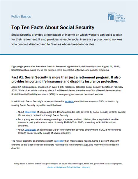 Top Ten Facts About Social Security Center On Budget And Policy Priorities Top Ten Facts About Social Security Center On Budget And Policy Priorities