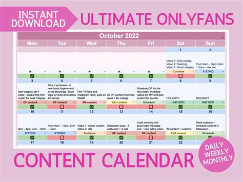 Ultimate Onlyfans Content Calendar Planner For Adult Creators Using Fansly Loyalfans Ultimate Onlyfans Content Calendar Planner For Adult Creators Using Fansly Loyalfans