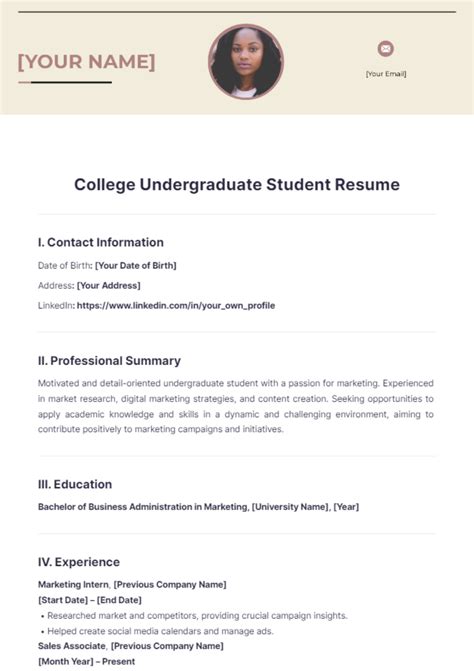 Undergraduate College Student Resume Template Amp Guide Undergraduate College Student Resume Template Amp Guide