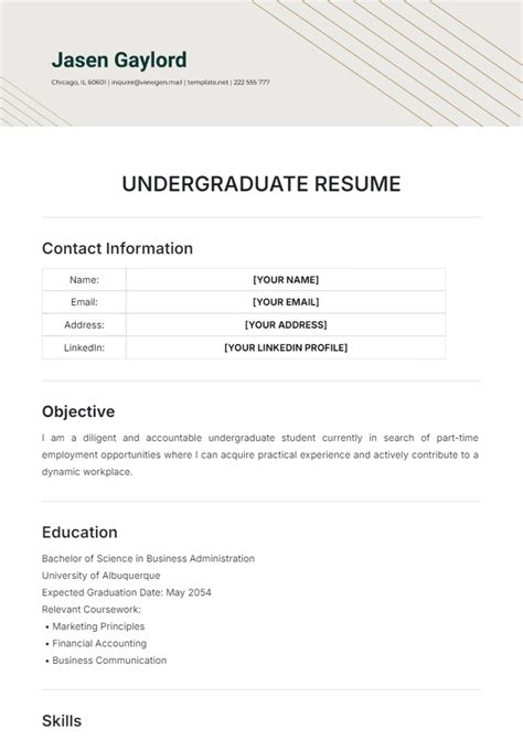 Undergraduate Resume Format Outline And Formatting Tips Undergraduate Resume Format Outline And Formatting Tips