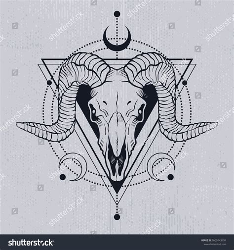 Vektor Stok Ram Skull Outline Decorative Elements Tattoo Tanpa Royalti 1809143191 Shutterstock