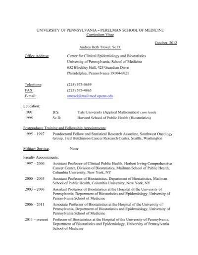 View Resume Cv University Of Pennsylvania Ldi Chi Center For