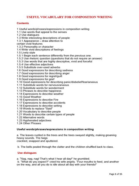 Vocabulary For Composition Writing Pdf Sky Anger