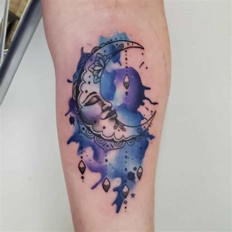 Watercolor Crescent Moon Tattoo Watercolor Crescent Moon Tattoo