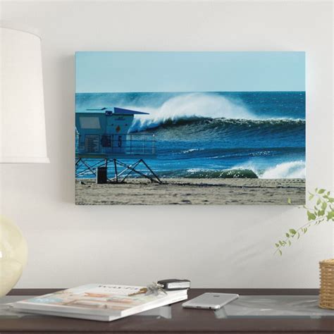 Waves In The Pacific Ocean Huntington Beach Orange County California Usa Print On Wood By