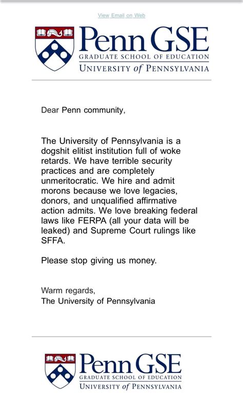 We Hire And Admit Morons Penn Email Hack Delivers Truth Serum To Students And Alumni